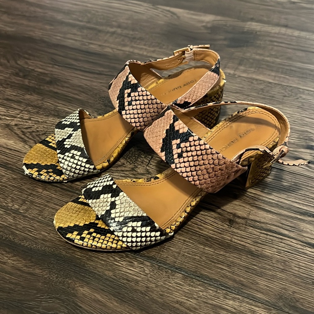 Tory Burch Multicolor Snake Print Strappy Heeled Sandal
